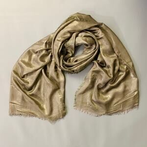 ROBERTO CAVALLI Silver Olive Marbled Modal Blend Jacquard Scarf Shawl